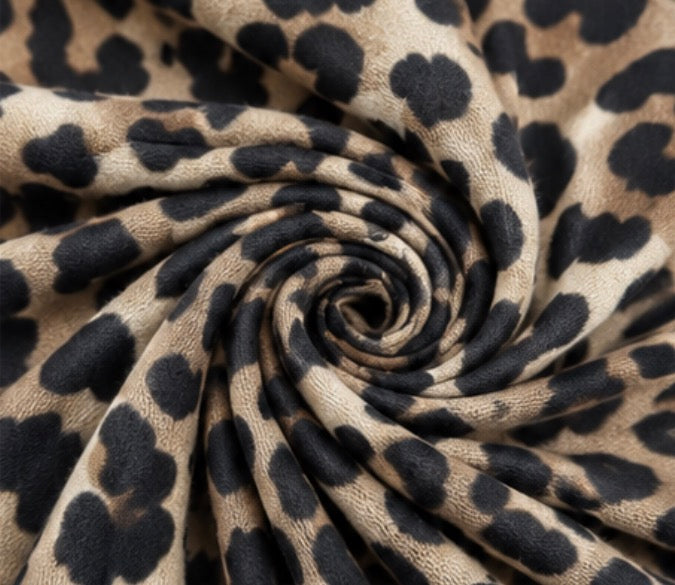 Bold Leopard Print &amp; Stripe Frayed Scarf