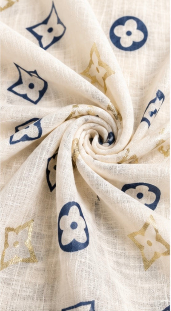 Flower print thin spring scarf