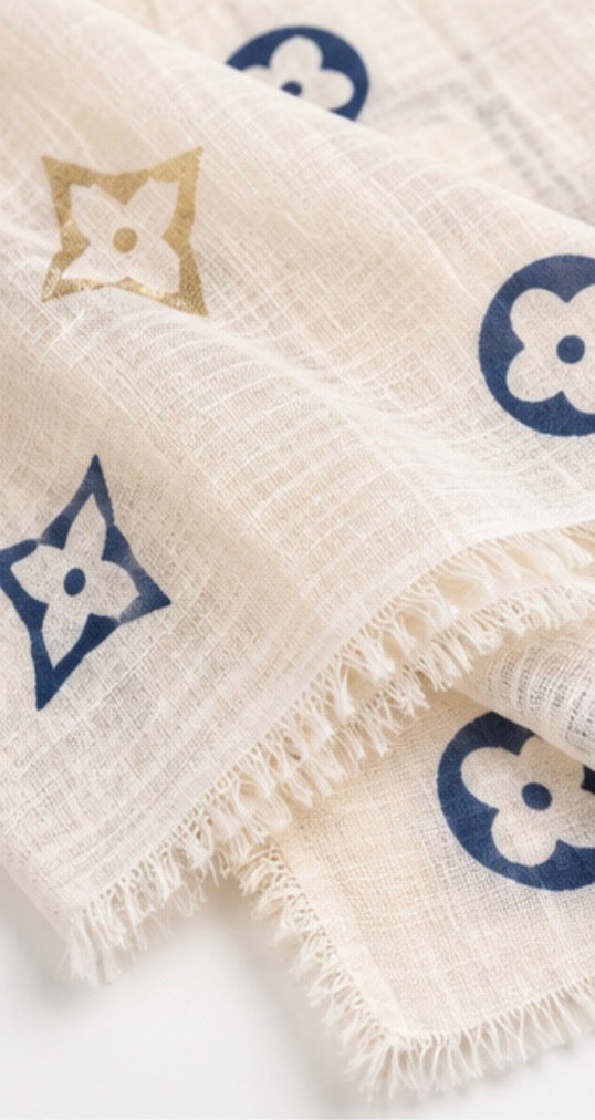 Flower print thin spring scarf
