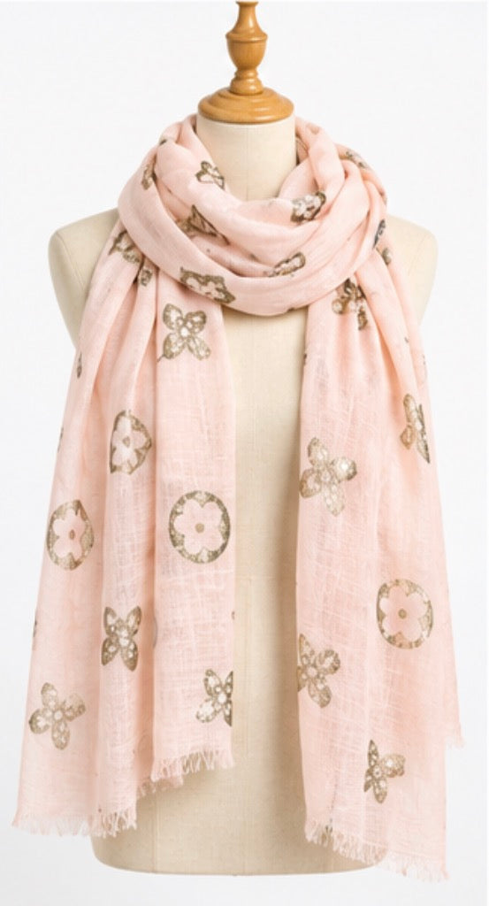 Flower print thin spring scarf