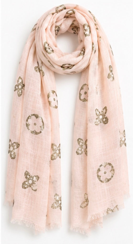 Flower print thin spring scarf