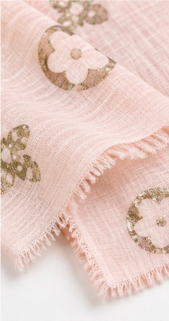 Flower print thin spring scarf