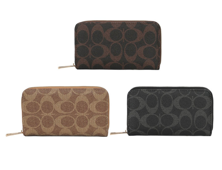 Monogram Print Zip Around Purse – Ladies Wallet | 3 Colours