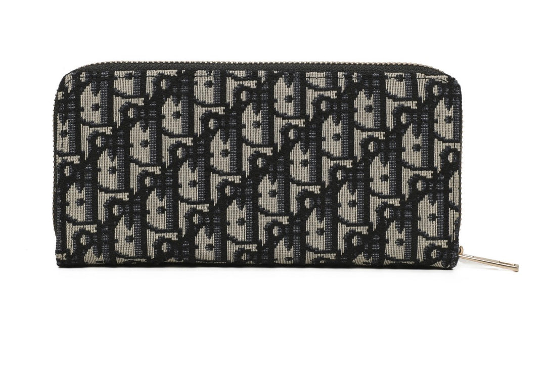 Black &amp; Cream Monogram Print RFID Zip Around Purse – Large Ladies Wallet