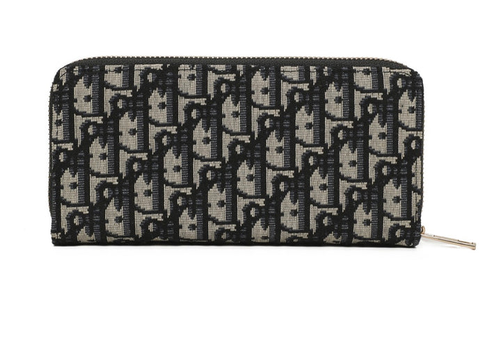 Black &amp; Cream Monogram Print RFID Zip Around Purse – Large Ladies Wallet
