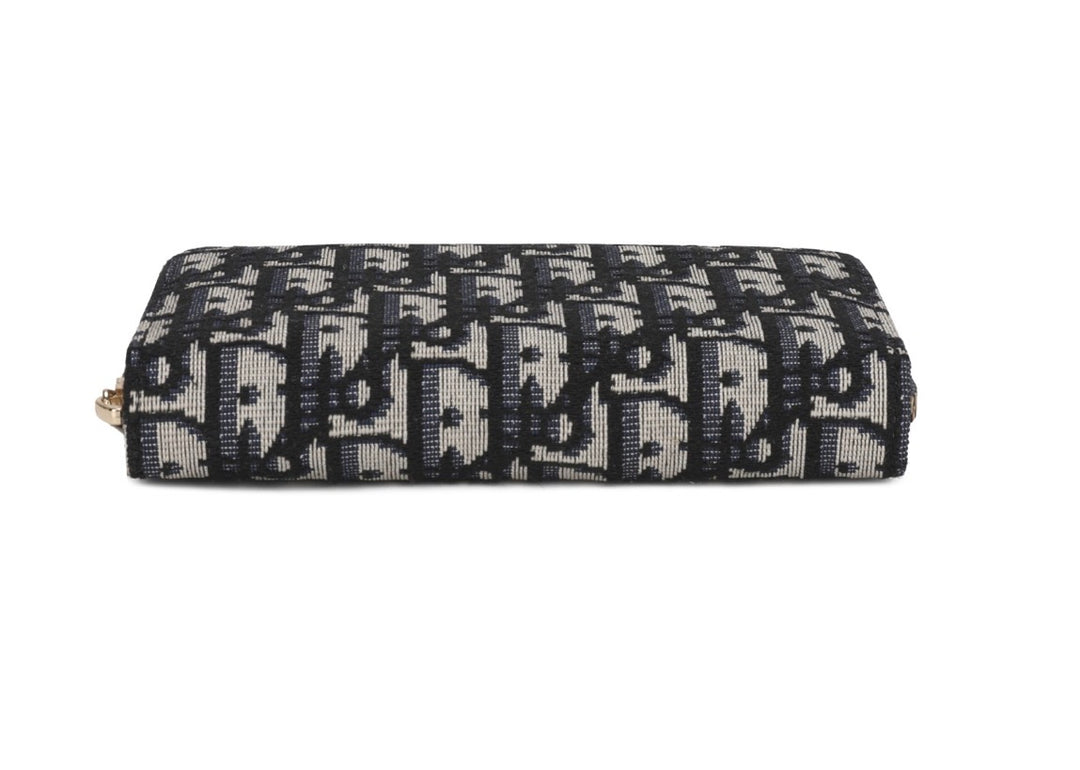 Black &amp; Cream Monogram Print Zip Around Purse – Compact Ladies Wallet