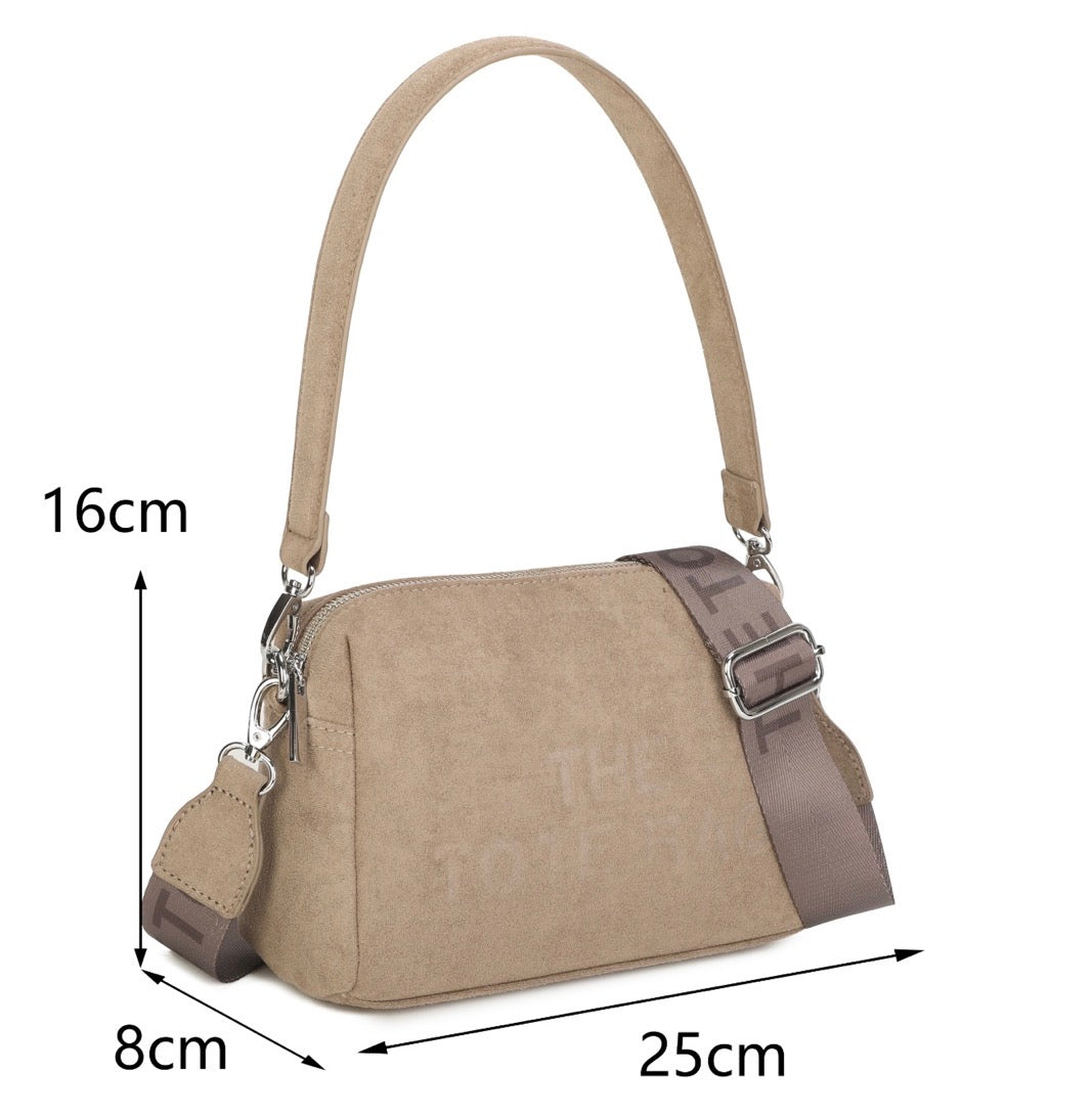 Faux Suede Shoulder &amp; Crossbody Bag