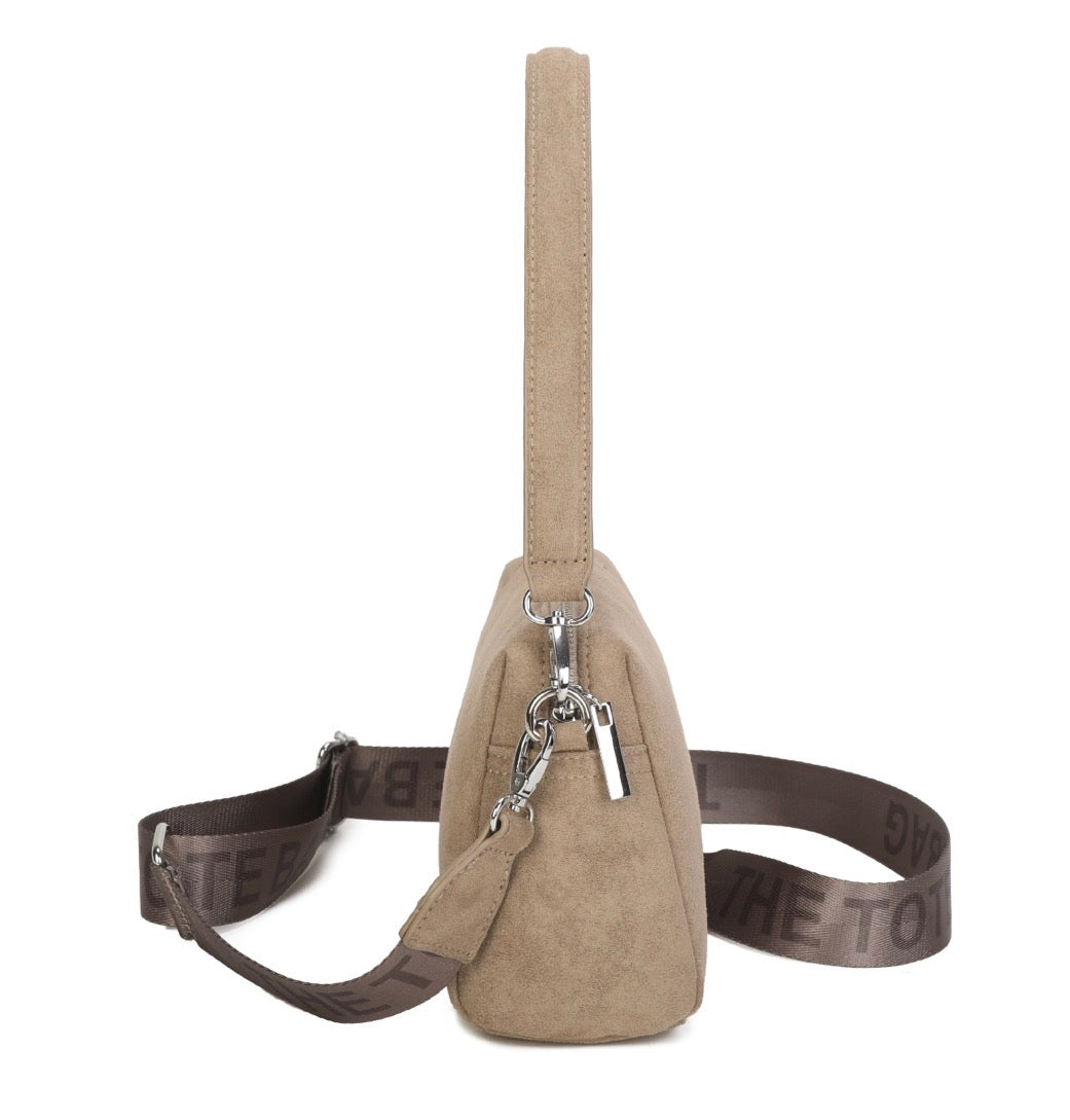 Faux Suede Shoulder &amp; Crossbody Bag