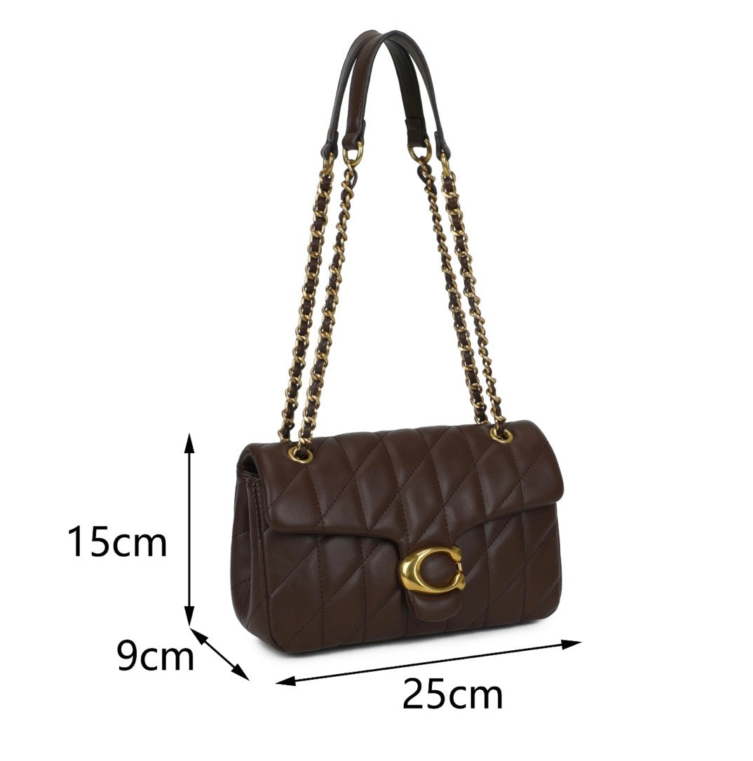 Quilted Faux Leather Shoulder Bag with Gold Chain Strap – 6 Colours