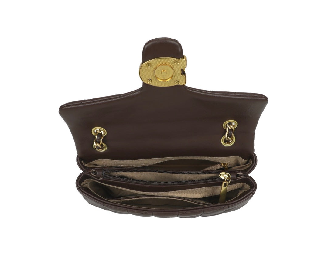 Quilted Faux Leather Shoulder Bag with Gold Chain Strap – 6 Colours