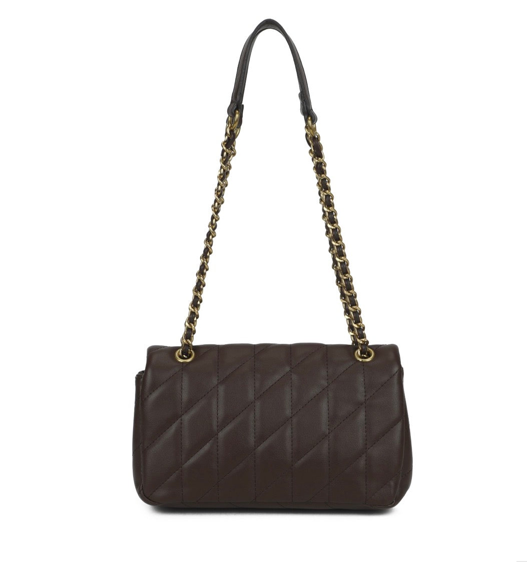 Quilted Faux Leather Shoulder Bag with Gold Chain Strap – 6 Colours