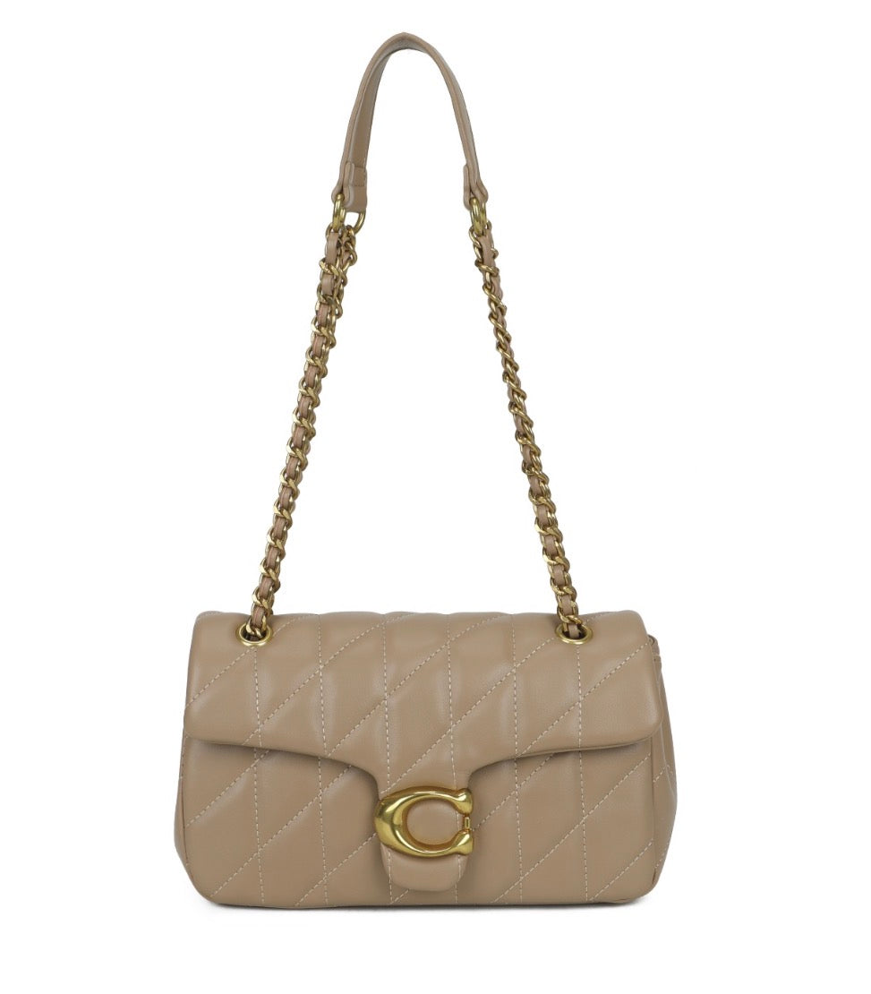 Quilted Faux Leather Shoulder Bag with Gold Chain Strap – 6 Colours
