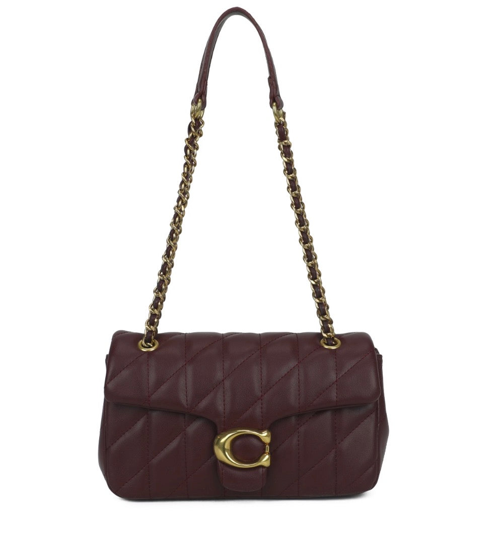 Quilted Faux Leather Shoulder Bag with Gold Chain Strap – 6 Colours