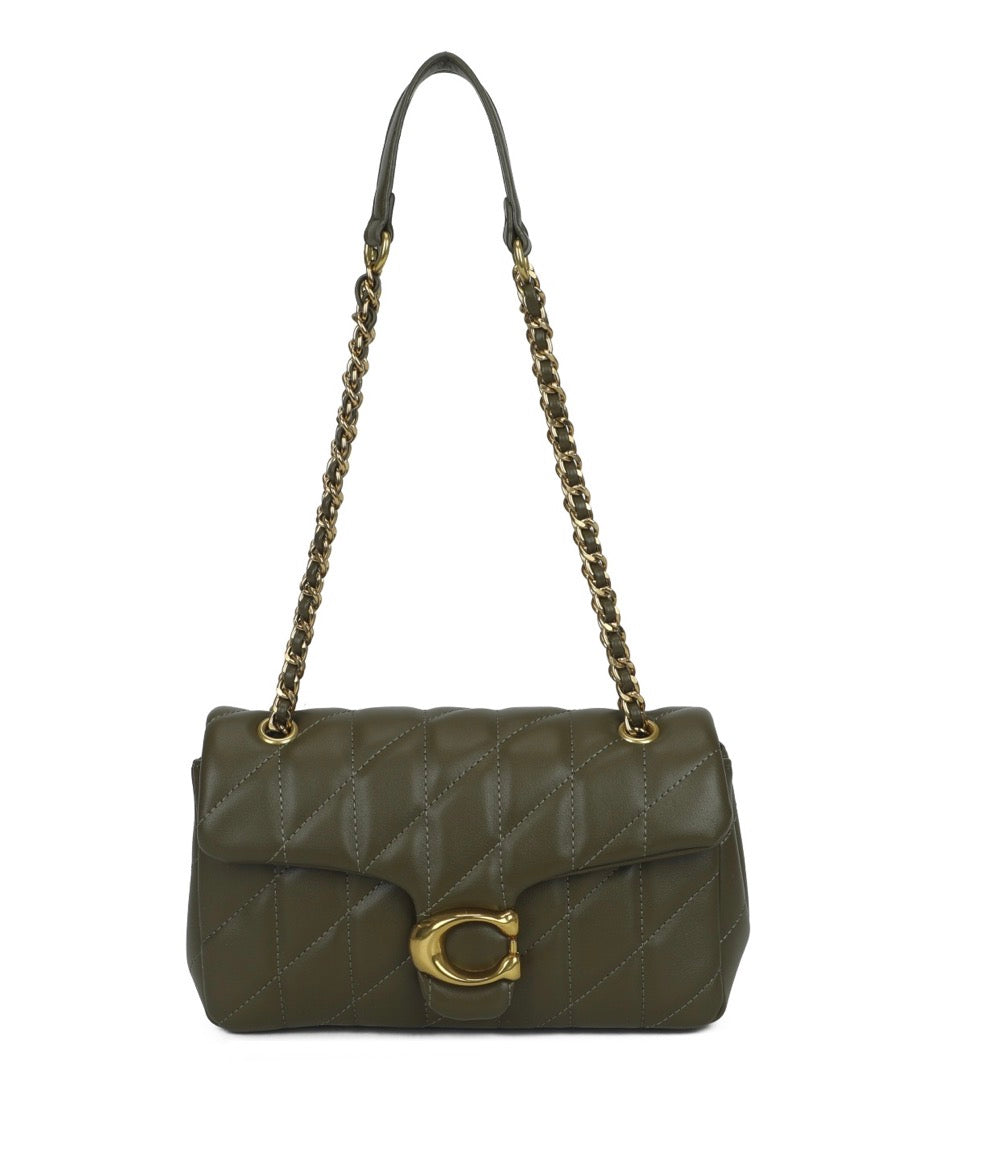 Quilted Faux Leather Shoulder Bag with Gold Chain Strap – 6 Colours