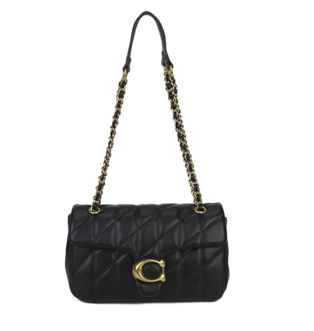 Quilted Faux Leather Shoulder Bag with Gold Chain Strap – 6 Colours