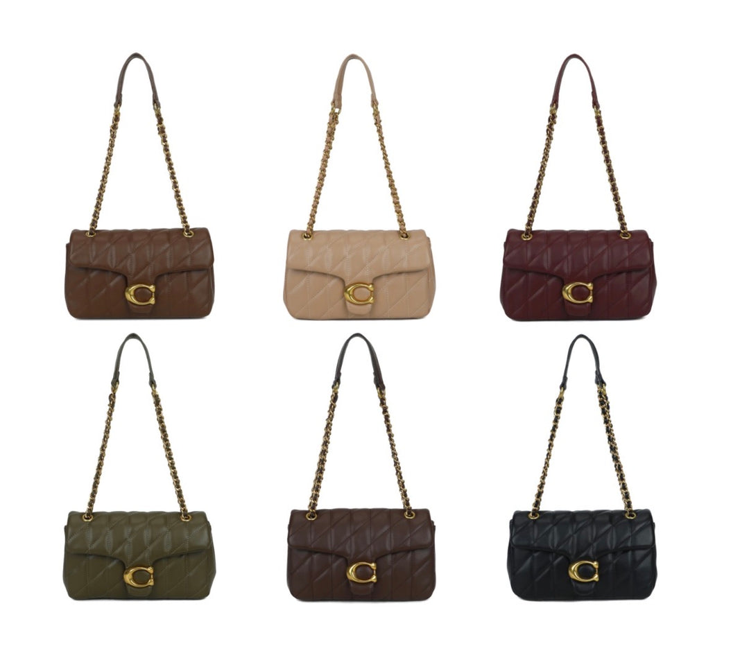 Quilted Faux Leather Shoulder Bag with Gold Chain Strap – 6 Colours