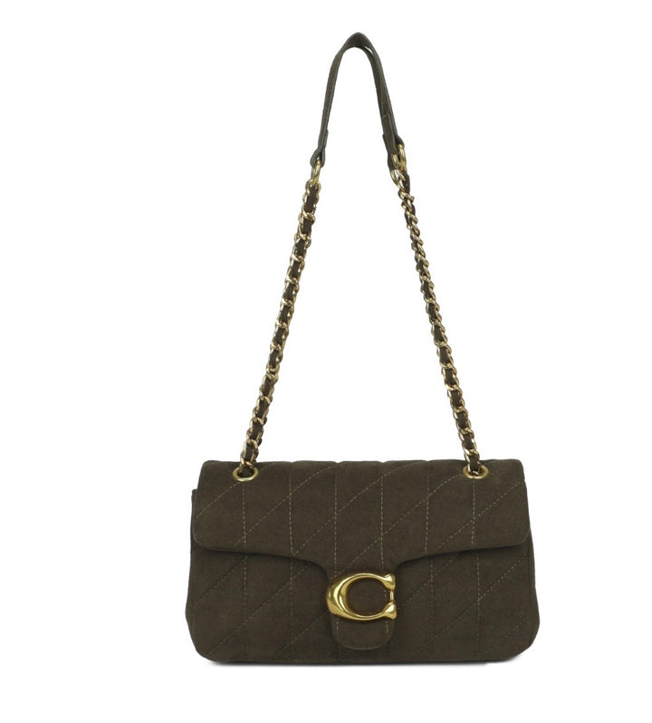 Suede Effect Quilted Shoulder Bag