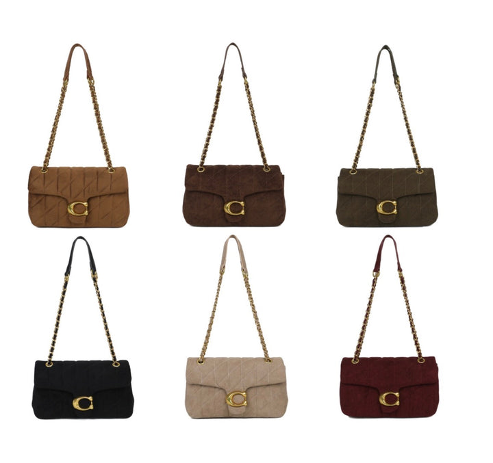 Suede Effect Quilted Shoulder Bag