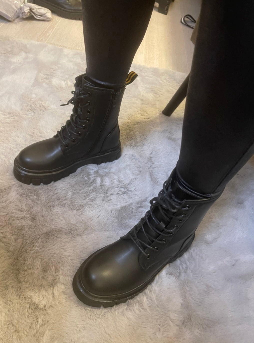 Black chunky lace up boots