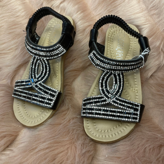 Black & Sliver Crystal Sandals