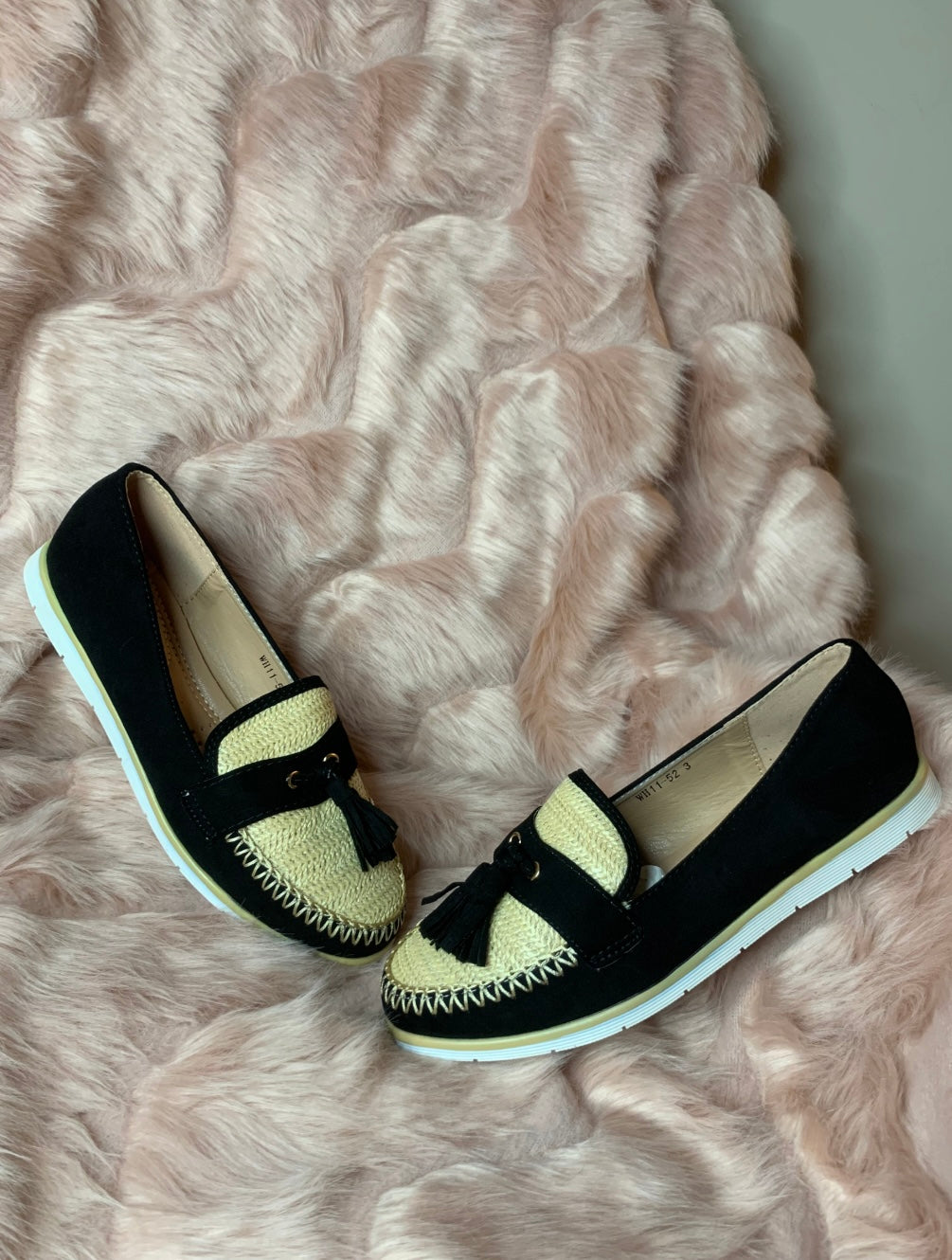 Black and Beige or Pink & Beige Loafers