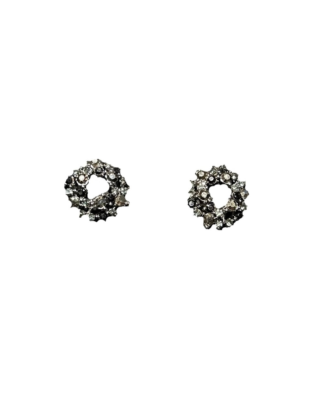 Black wreath crystal embellished earrings Jewellery