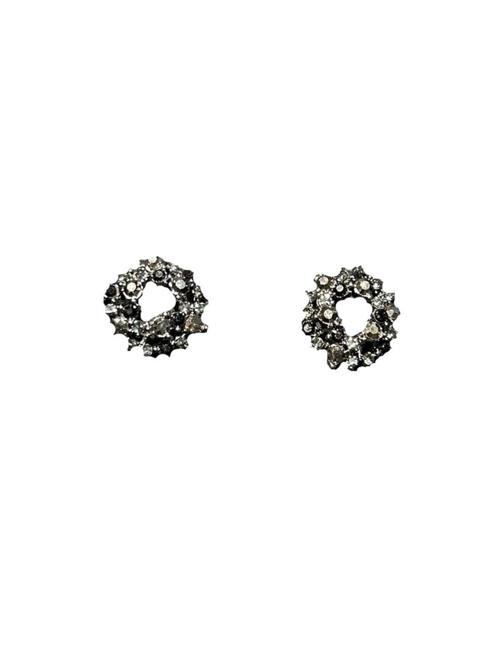 Black wreath crystal embellished earrings Jewellery