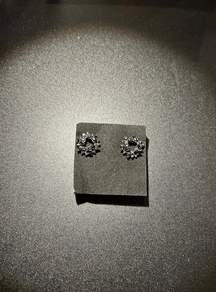 Black wreath crystal embellished earrings Jewellery