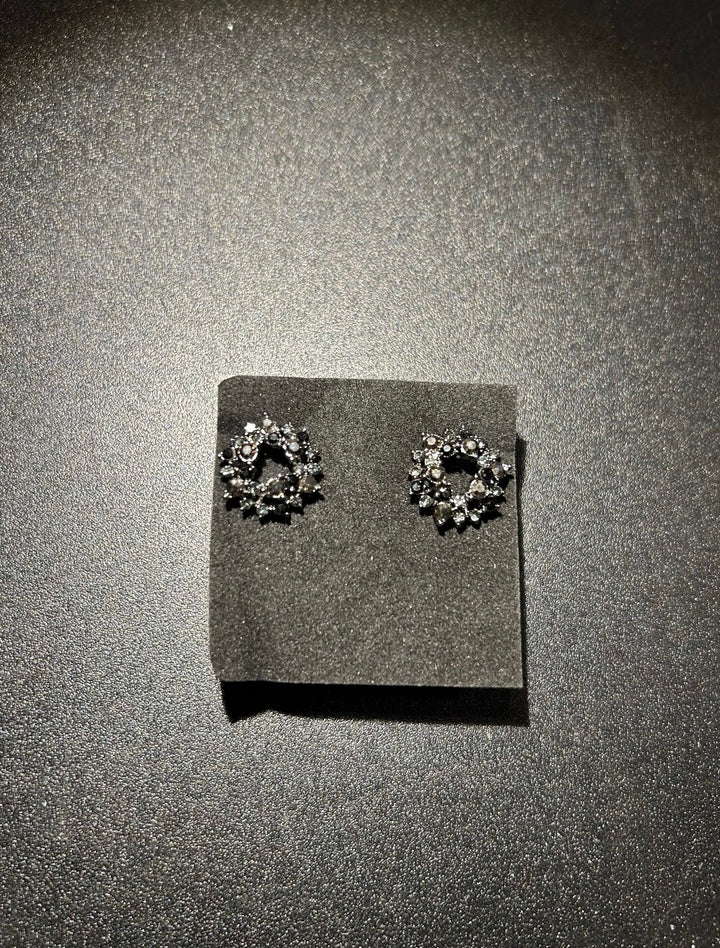 Black wreath crystal embellished earrings Jewellery