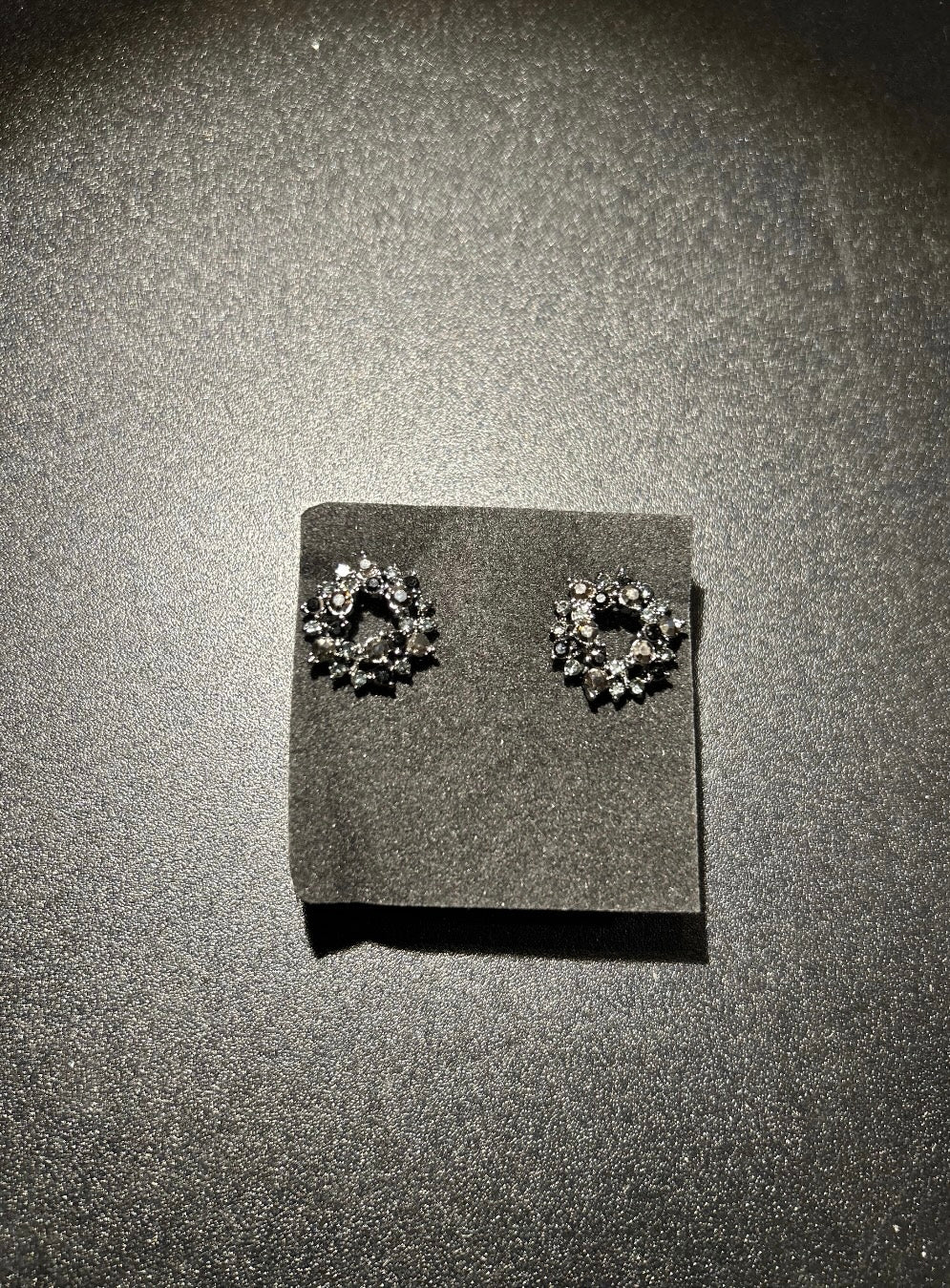 Black wreath crystal embellished earrings Jewellery