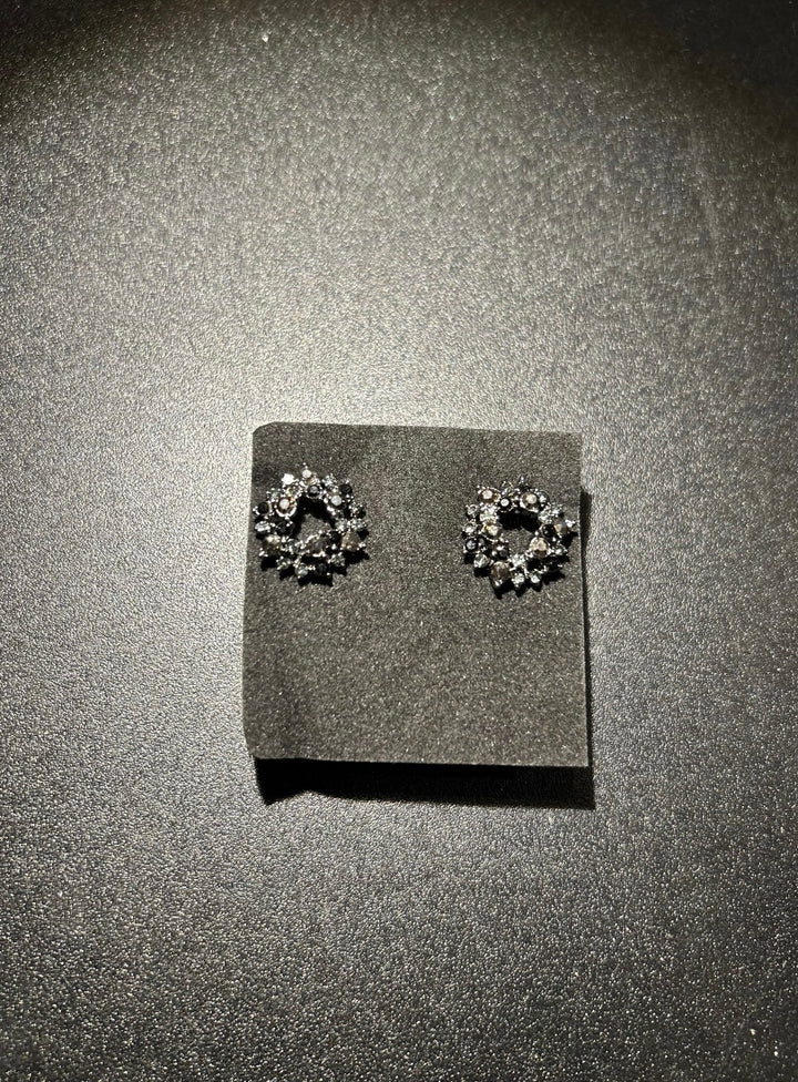 Black wreath crystal embellished earrings Jewellery