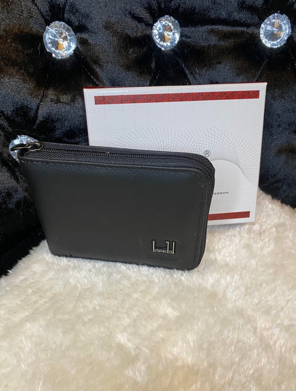 Black zip up men’s wallet